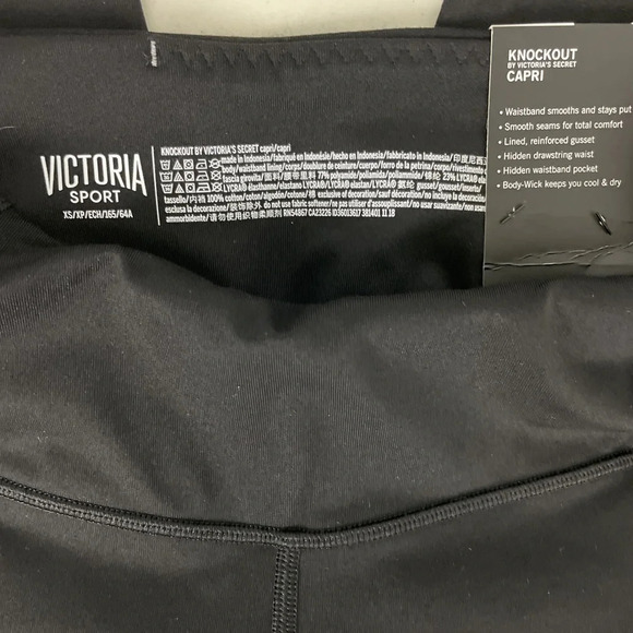 Victoria’s Secret Victoria Sport Knockout Capris Leggings XS NWT Black - Picture 6 of 9